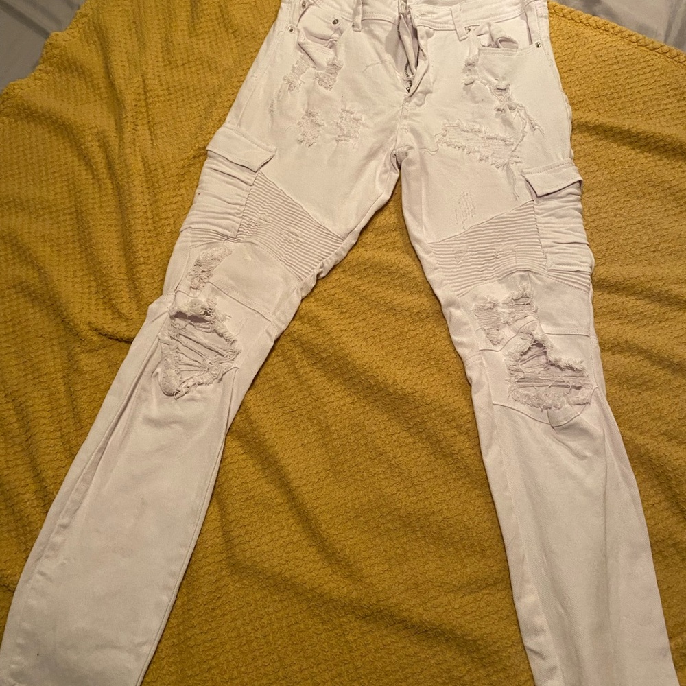 Forever 21 White Distressed Jeans